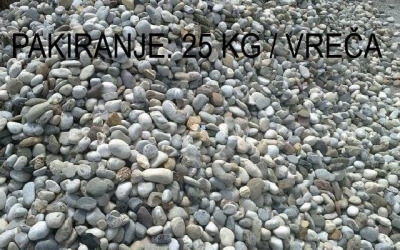 Vetisa- Riječni šljunak-Savski 25KG (16-32 mm)/48/EP Sivo-bijeli šljunak